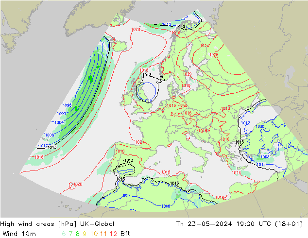 High wind areas UK-Global Th 23.05.2024 19 UTC