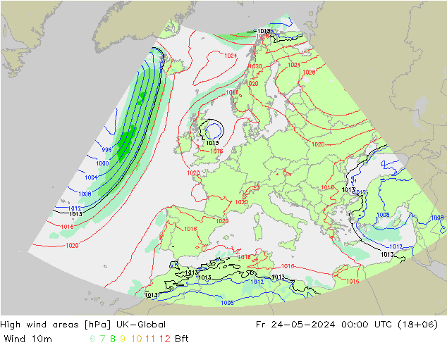 High wind areas UK-Global 星期五 24.05.2024 00 UTC