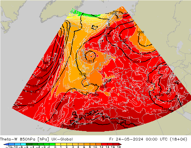 Theta-W 850hPa UK-Global Fr 24.05.2024 00 UTC