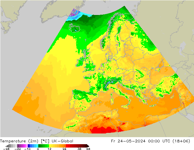 温度图 UK-Global 星期五 24.05.2024 00 UTC