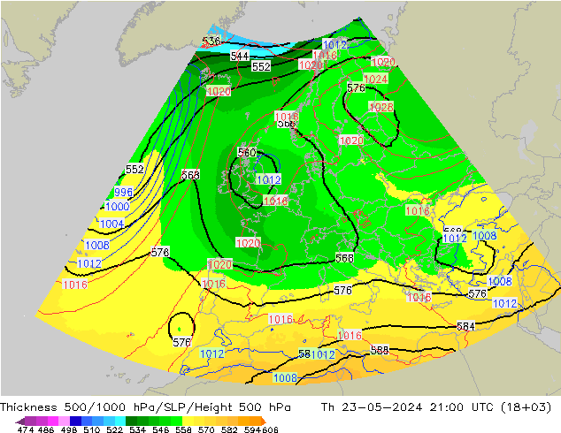 Thck 500-1000hPa UK-Global Th 23.05.2024 21 UTC