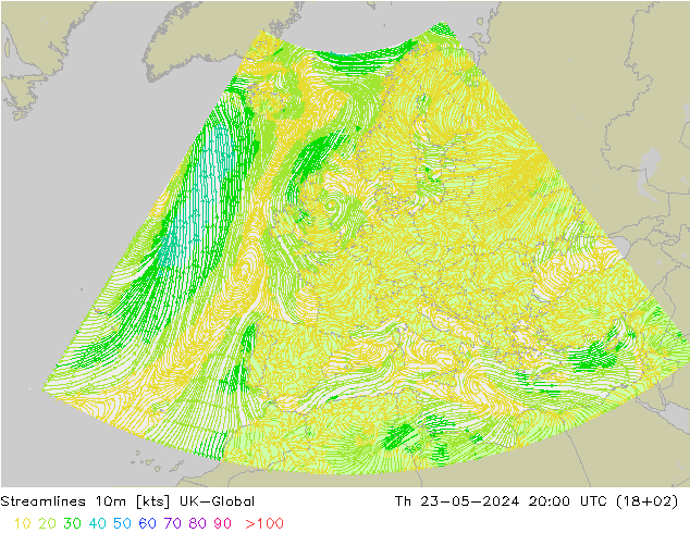 Stromlinien 10m UK-Global Do 23.05.2024 20 UTC