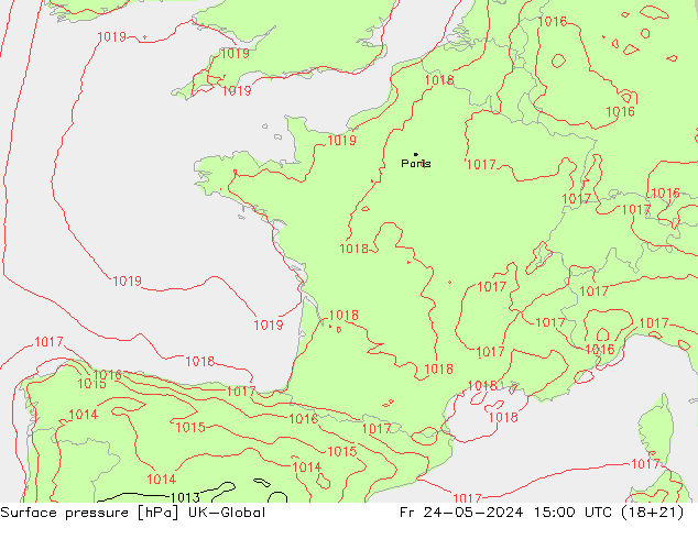 приземное давление UK-Global пт 24.05.2024 15 UTC