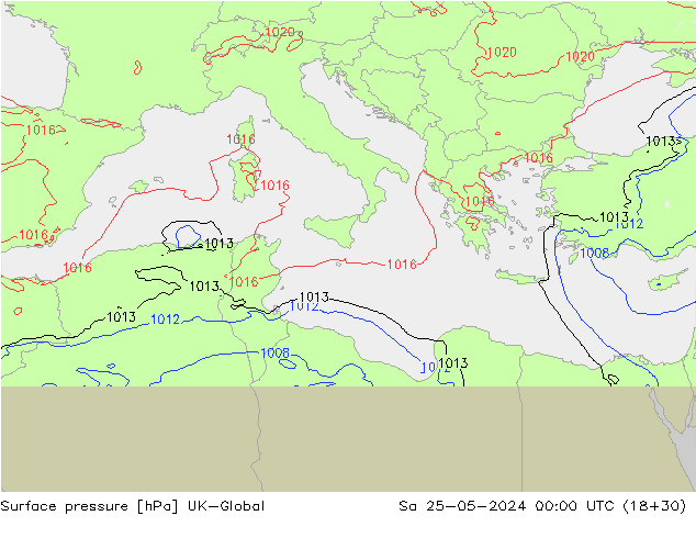 Surface pressure UK-Global Sa 25.05.2024 00 UTC