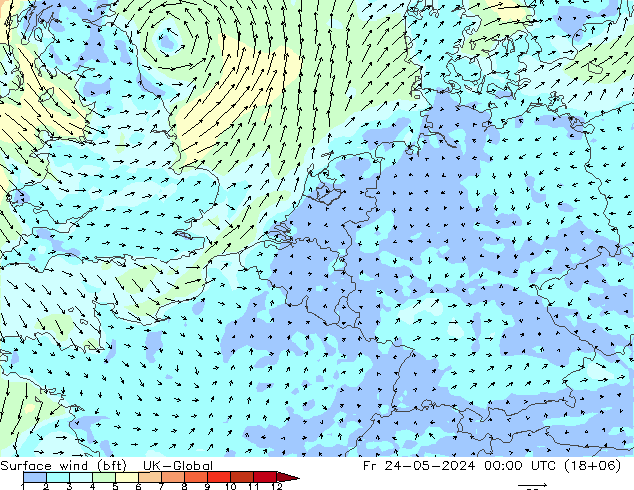 Bodenwind (bft) UK-Global Fr 24.05.2024 00 UTC