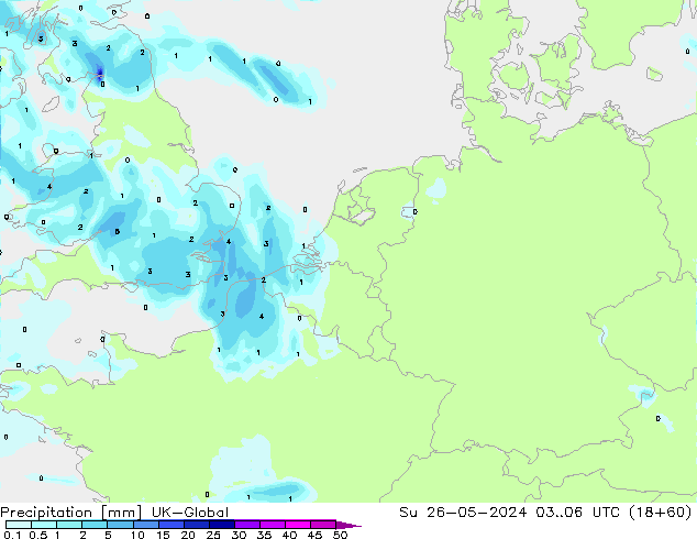 Precipitation UK-Global Su 26.05.2024 06 UTC