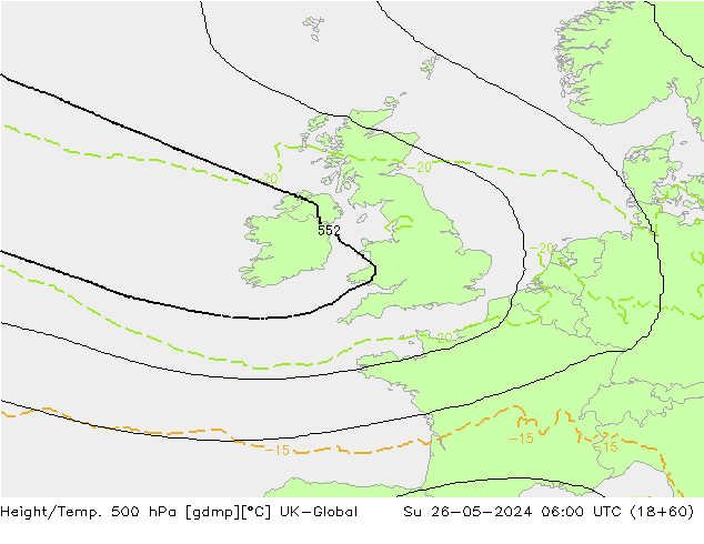 Height/Temp. 500 hPa UK-Global Ne 26.05.2024 06 UTC