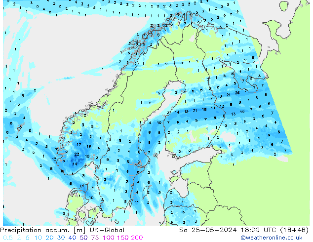 Toplam Yağış UK-Global Cts 25.05.2024 18 UTC