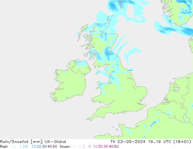 Regen/Sneeuwval UK-Global do 23.05.2024 19 UTC