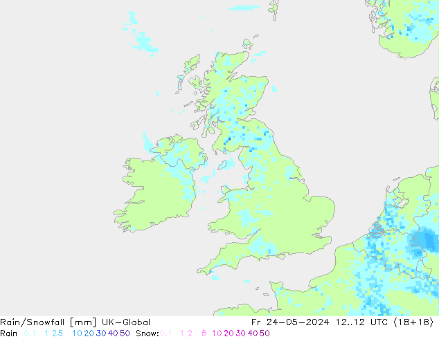 Regen/Sneeuwval UK-Global vr 24.05.2024 12 UTC