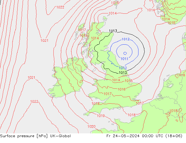 Surface pressure UK-Global Fr 24.05.2024 00 UTC