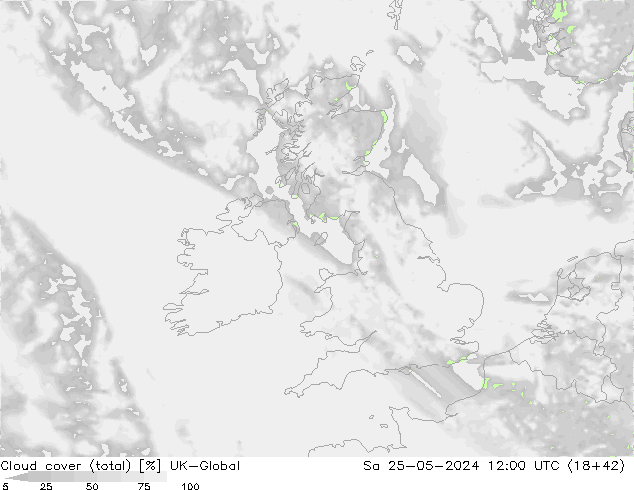 Cloud cover (total) UK-Global Sa 25.05.2024 12 UTC