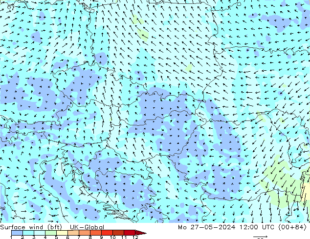 Wind 10 m (bft) UK-Global ma 27.05.2024 12 UTC