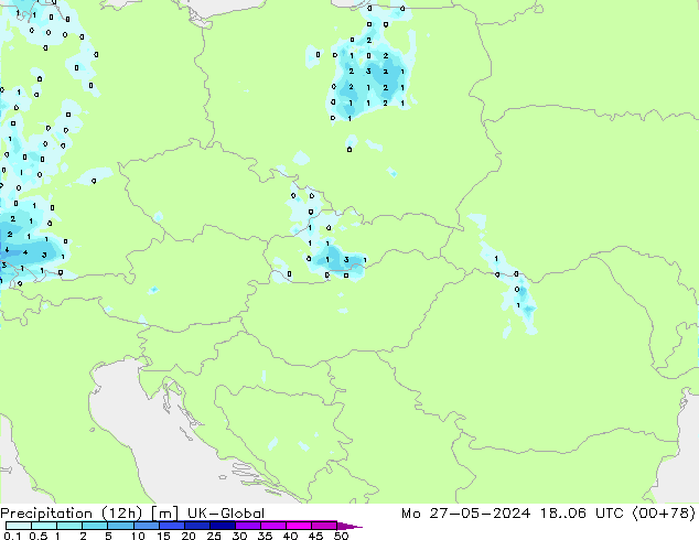 Precipitation (12h) UK-Global Mo 27.05.2024 06 UTC