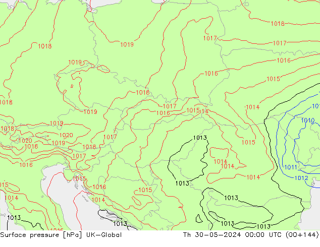 Surface pressure UK-Global Th 30.05.2024 00 UTC