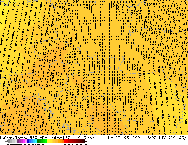 Height/Temp. 850 hPa UK-Global Seg 27.05.2024 18 UTC