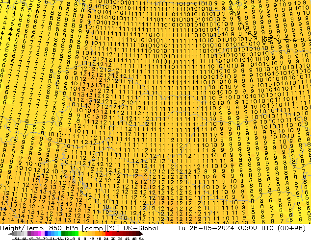 Height/Temp. 850 hPa UK-Global wto. 28.05.2024 00 UTC