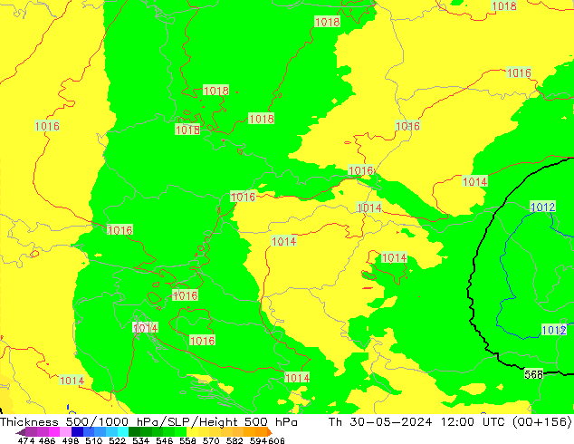 Thck 500-1000hPa UK-Global jeu 30.05.2024 12 UTC