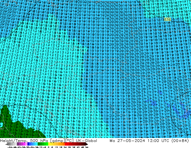 Height/Temp. 500 hPa UK-Global Seg 27.05.2024 12 UTC