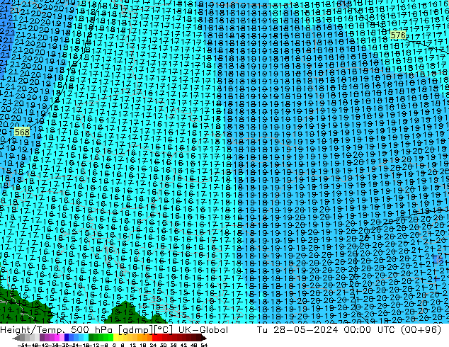 Height/Temp. 500 hPa UK-Global  28.05.2024 00 UTC