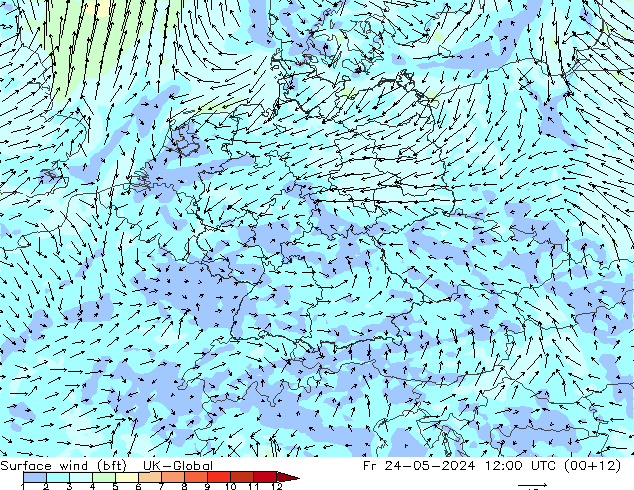 Bodenwind (bft) UK-Global Fr 24.05.2024 12 UTC