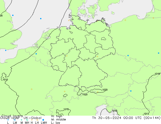 Cloud layer UK-Global Qui 30.05.2024 00 UTC