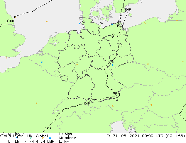 Cloud layer UK-Global Fr 31.05.2024 00 UTC