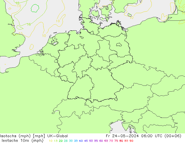 Isotachs (mph) UK-Global пт 24.05.2024 06 UTC