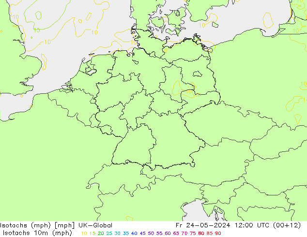 Isotachs (mph) UK-Global ven 24.05.2024 12 UTC