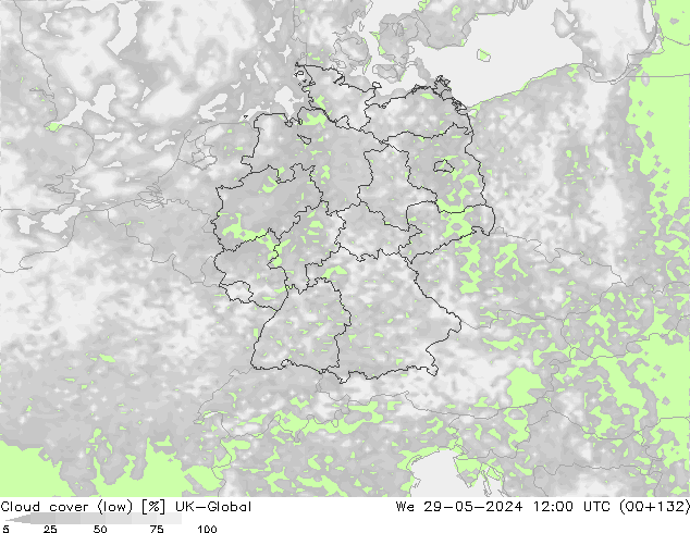 Nubes bajas UK-Global mié 29.05.2024 12 UTC