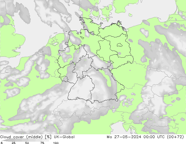 Cloud cover (middle) UK-Global Mo 27.05.2024 00 UTC