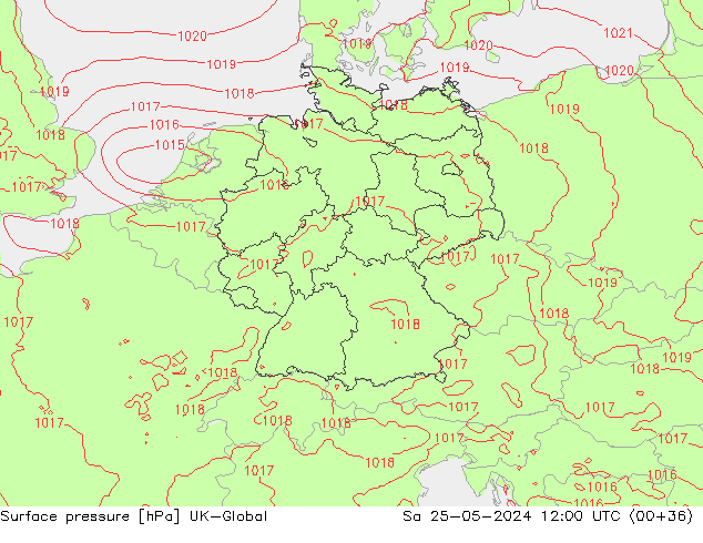 pressão do solo UK-Global Sáb 25.05.2024 12 UTC