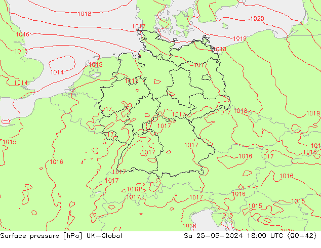 pression de l'air UK-Global sam 25.05.2024 18 UTC