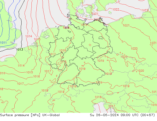 pression de l'air UK-Global dim 26.05.2024 09 UTC