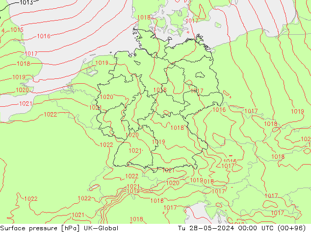 Atmosférický tlak UK-Global Út 28.05.2024 00 UTC