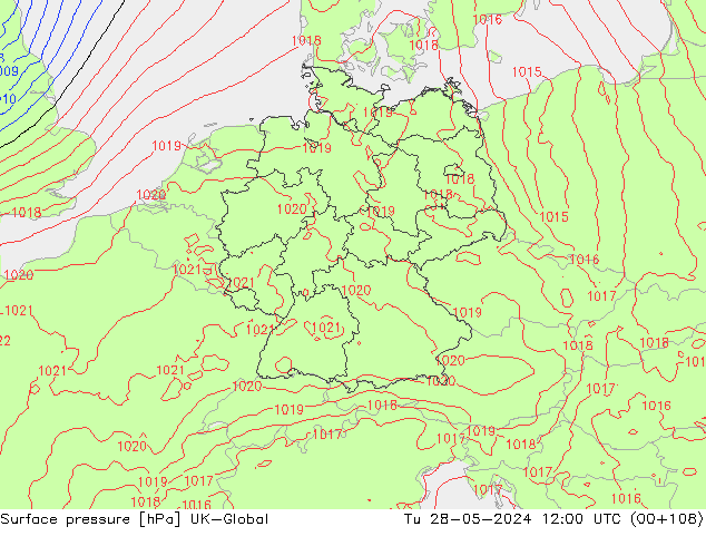 Surface pressure UK-Global Tu 28.05.2024 12 UTC