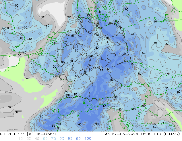 RH 700 hPa UK-Global Mo 27.05.2024 18 UTC