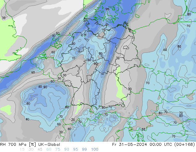 RH 700 hPa UK-Global Sex 31.05.2024 00 UTC