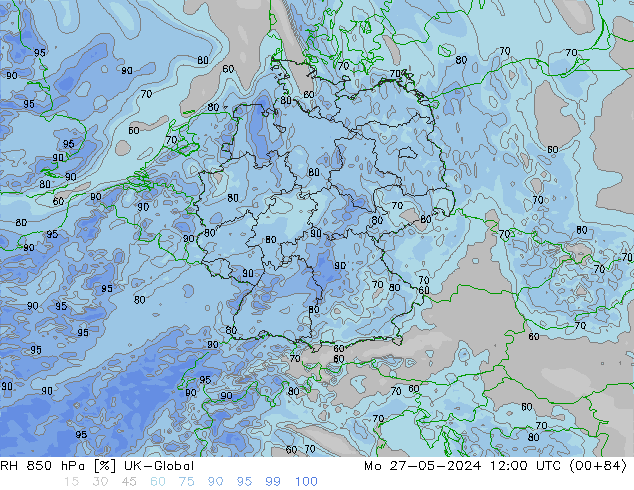 850 hPa Nispi Nem UK-Global Pzt 27.05.2024 12 UTC