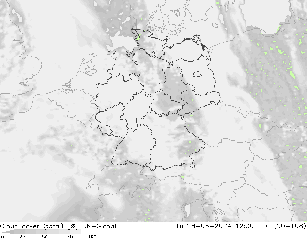 Nubes (total) UK-Global mar 28.05.2024 12 UTC