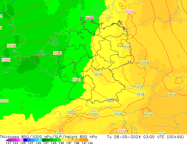 Thck 850-1000 hPa UK-Global Tu 28.05.2024 03 UTC