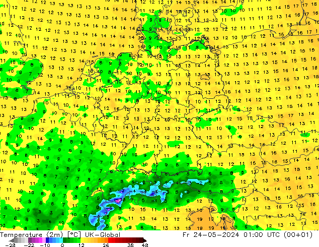 Temperatura (2m) UK-Global Sex 24.05.2024 01 UTC