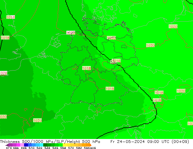 Thck 500-1000hPa UK-Global  24.05.2024 09 UTC