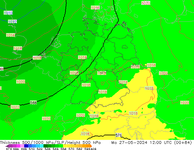 Thck 500-1000hPa UK-Global pon. 27.05.2024 12 UTC