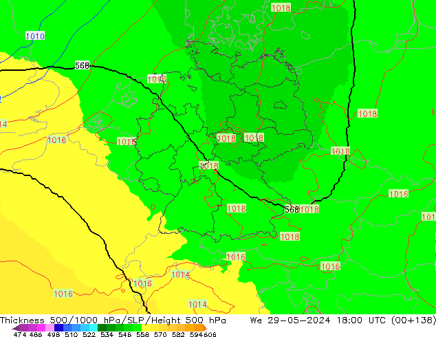 Thck 500-1000hPa UK-Global We 29.05.2024 18 UTC