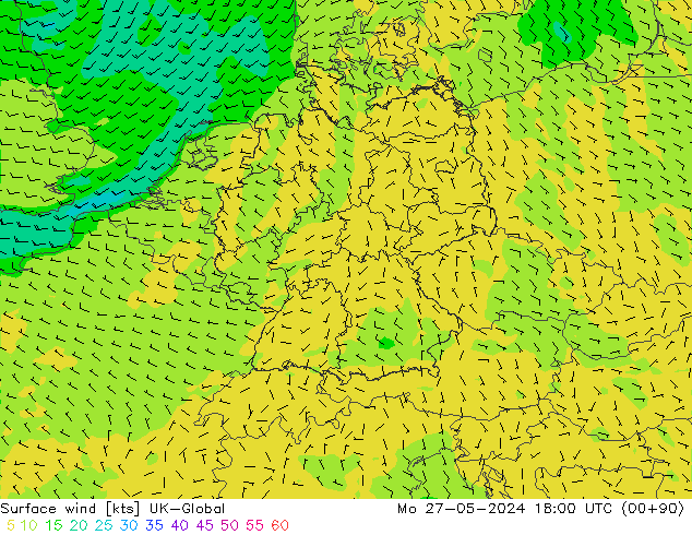 Wind 10 m UK-Global ma 27.05.2024 18 UTC