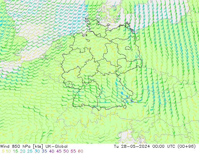 Vent 850 hPa UK-Global mar 28.05.2024 00 UTC