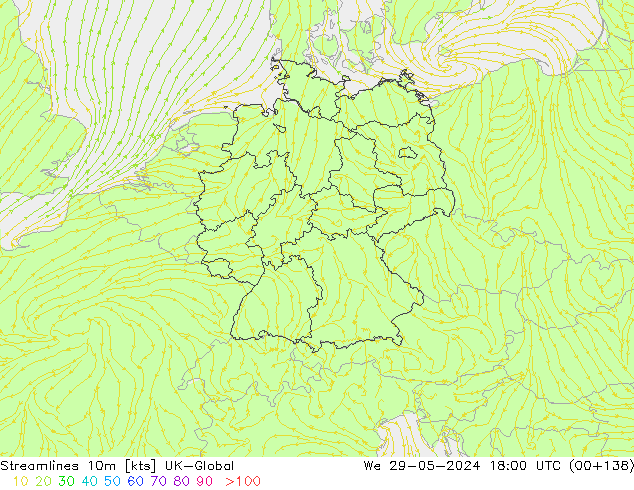 Stromlinien 10m UK-Global Mi 29.05.2024 18 UTC