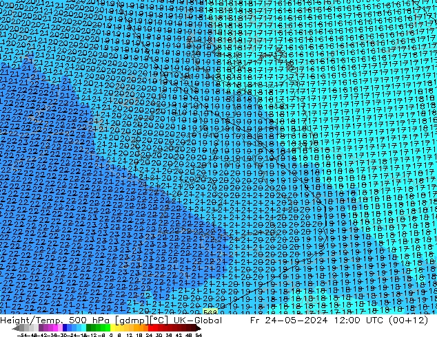 Height/Temp. 500 hPa UK-Global Fr 24.05.2024 12 UTC