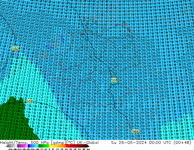 Geop./Temp. 500 hPa UK-Global dom 26.05.2024 00 UTC